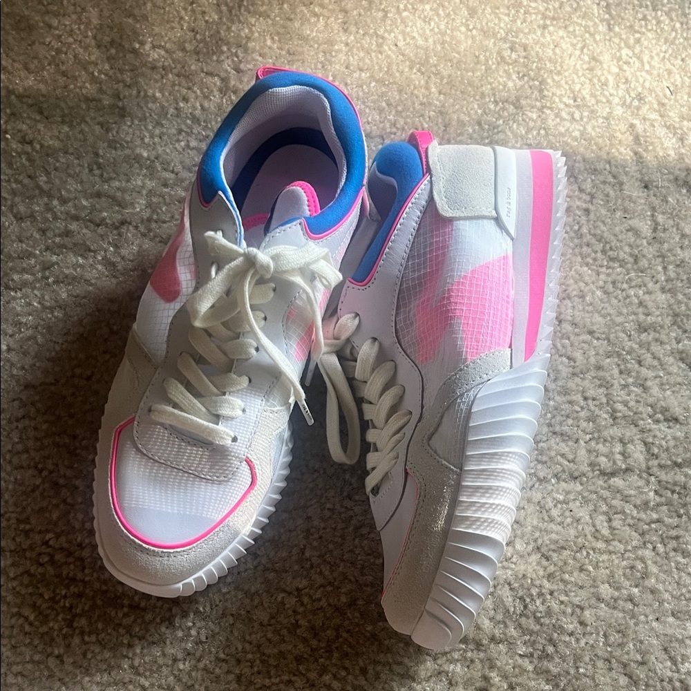 Rag & Bone • White and Pink Sneakers with Blue Accents